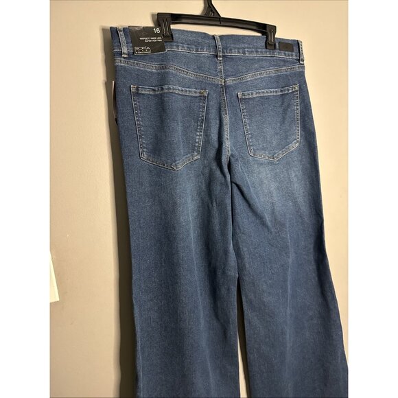 Sophia Vergara Jeans Super High Rise Wide Leg Margot Womens Size 16 Dark Wash - Picture 6 of 12